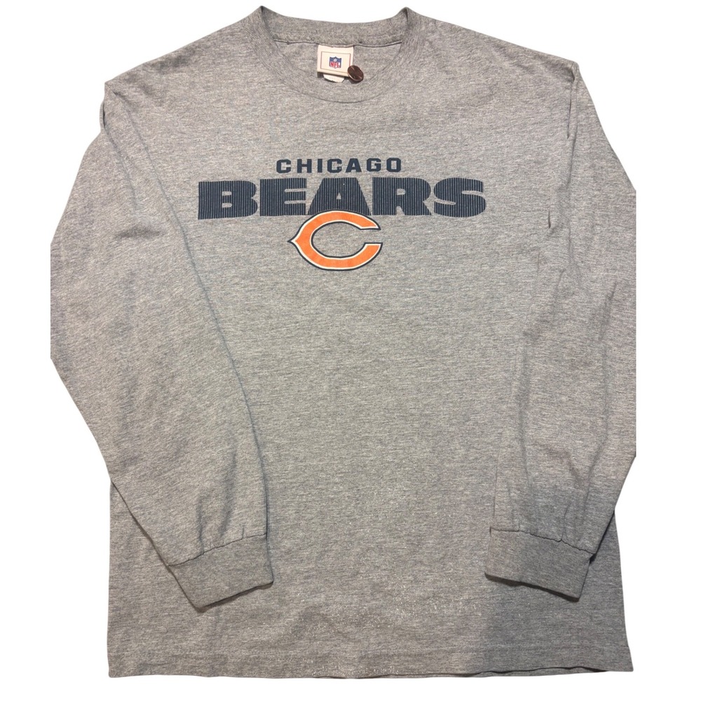 Vintage Chicago Bears NFL‎ Y2K Logo Tee Gray Large 90s Early 2000s